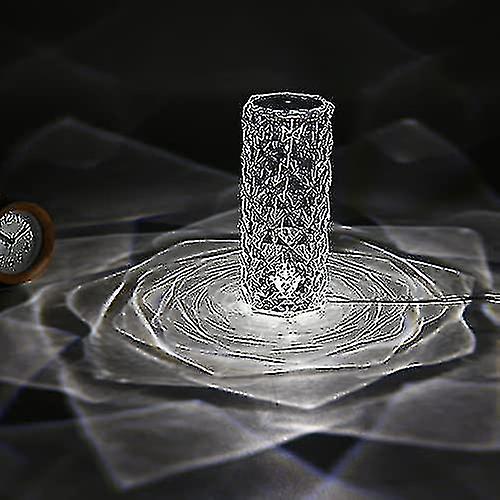 Led Crystal Bedside Table Lamp， Night Light， Rose Rays Crystal Diamond Table Lamp With Touch Control， Dimmable， Usb Charging