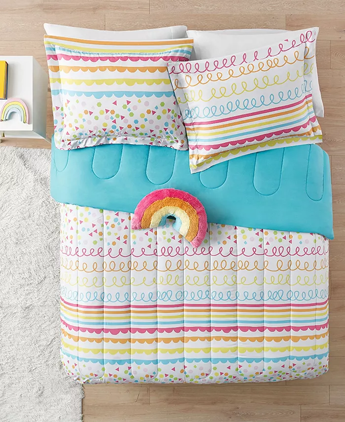 Mytex Rainbow Ruched 3-Pc Twin Comforter Set