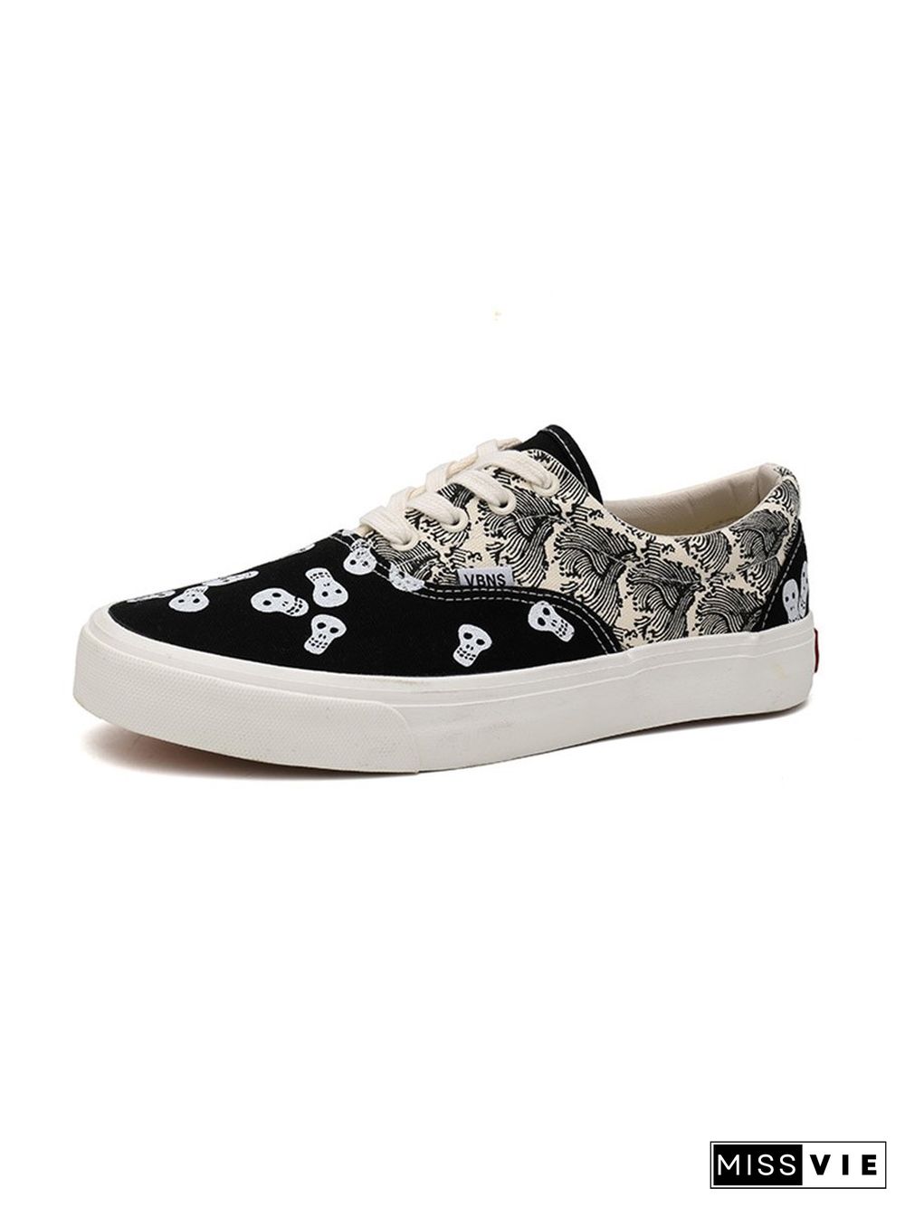 Street All Season Skull Printing Flat Heel Closed Toe Standard Lace-Up Non-Slip Sneakers for Women