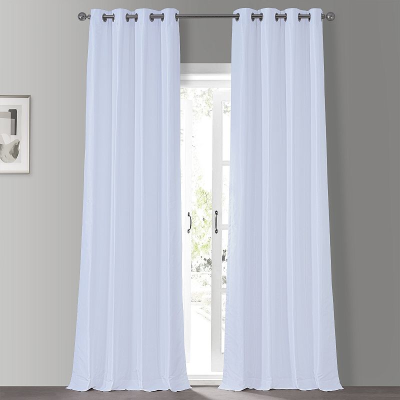 EFF 1-Panel Grommet Blackout Vintage Textured Faux Silk Duponi Window Curtain