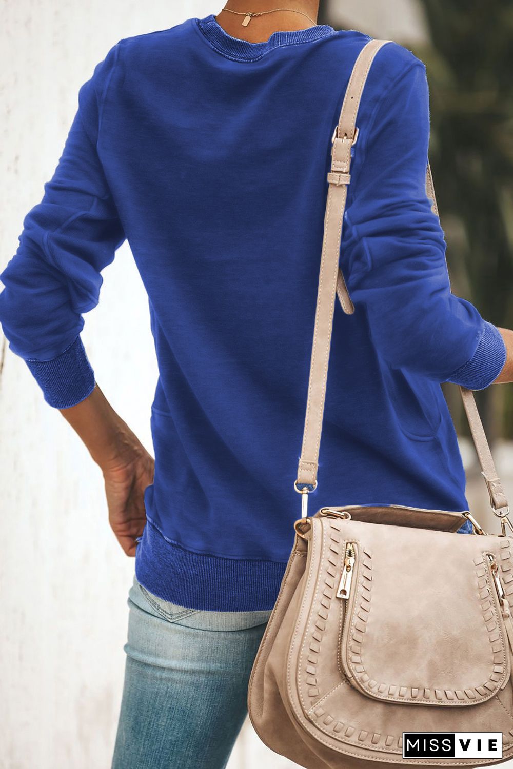 Blue Wash Fleece Pullover Sweatshirt