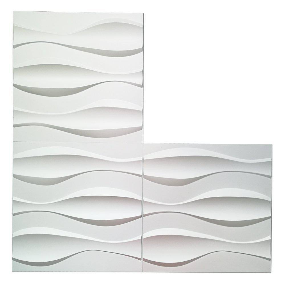 Art3d 19.7 in. x 19.7 in. White PVC 3D Wall Panels for Interior Wall Decor (12-Sheet) A10hd035