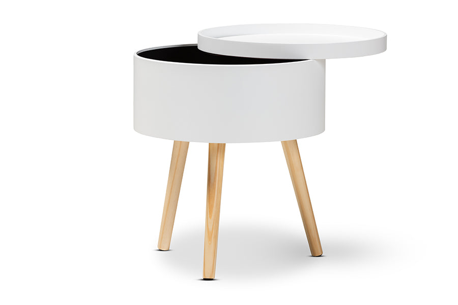 Baxton Studio Jessen Mid-Century Modern White Wood End Table with Removable Top