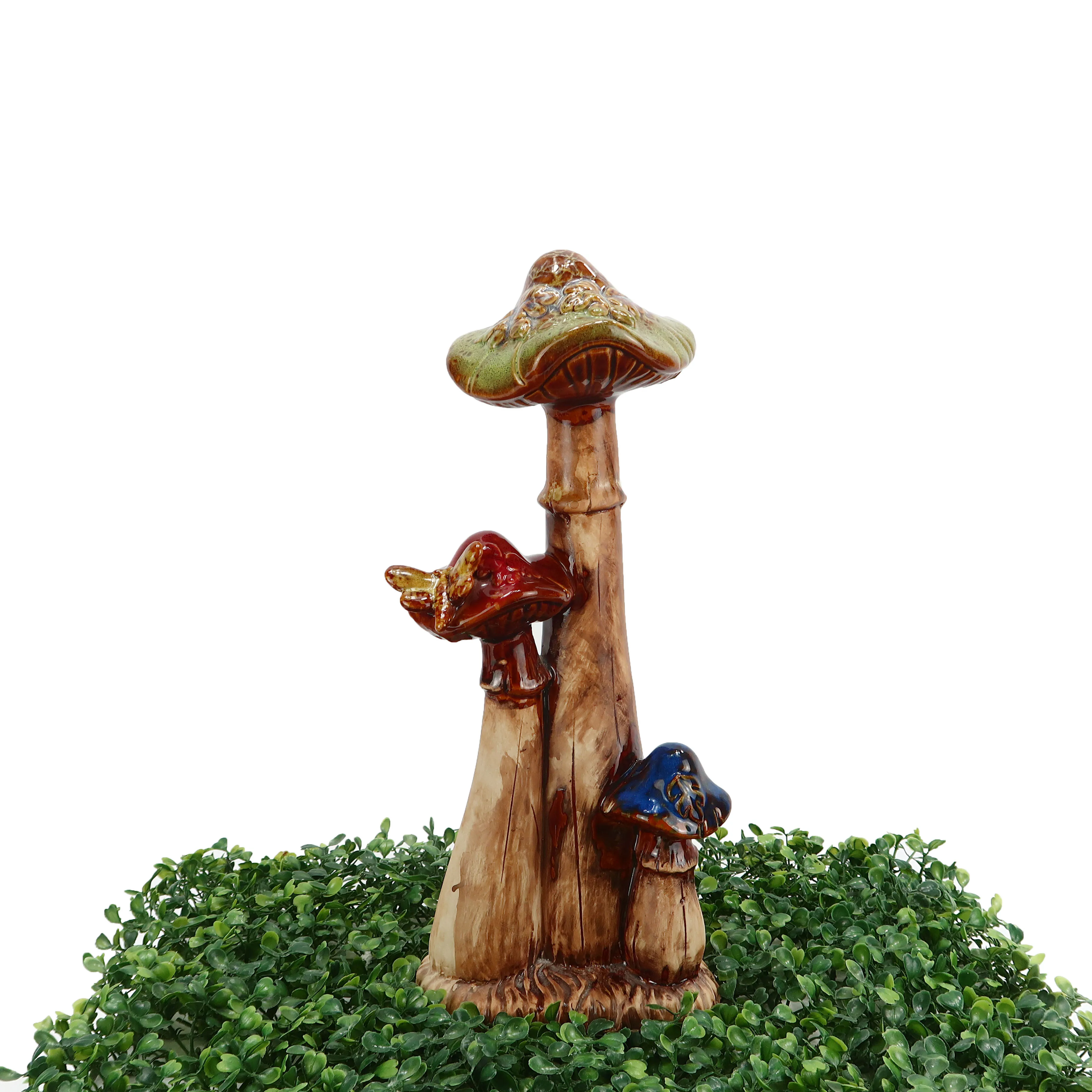 Modern Gardening Supplies Ceramic Ornament Simulation Mushroom Grass Scenery Ceramic Mushroom Ornament For Garden Decoration