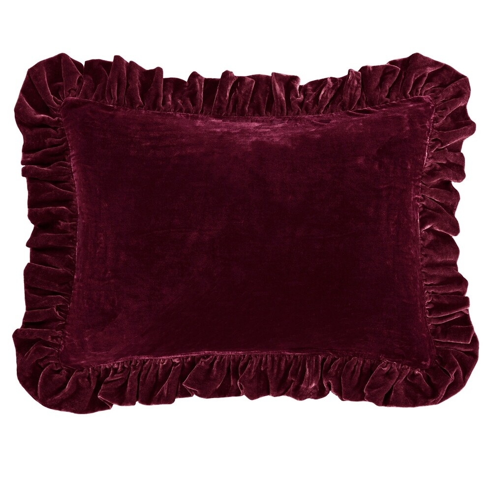 HiEnd Accents Stella Faux Silk Velvet Ruffled Dutch Euro Pillow  27\