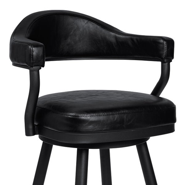 Justin Swivel Counter or Bar Stool in Faux Leather and Metal