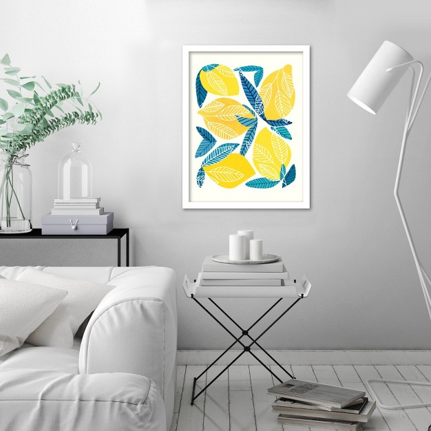 Americanflat Botanical Minimalist Lemon Tree By Modern Tropical Framed Print Wall Art