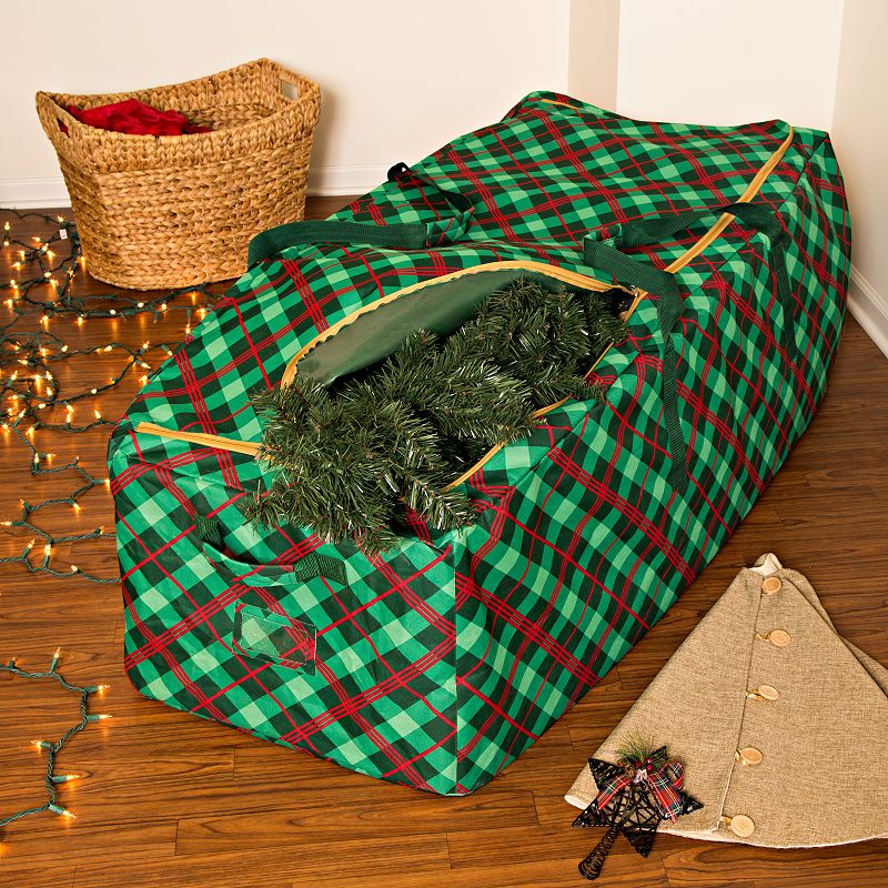 Honey-Can-Do Plaid Rolling Tree Storage Bag