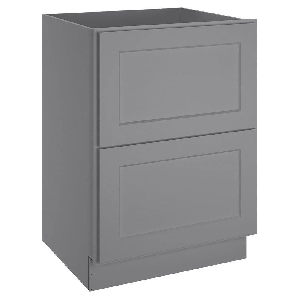 HOMEIBRO 24 in. W x 24 in. D x 34.5 in. H in Shaker Gray Plywood Ready to Assemble Floor Base Kitchen Cabinet with 2 Drawers HD-SG-2DB24-A