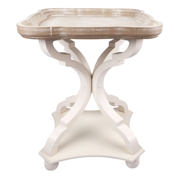 Farmhouse Solid Wood Distressed End Table Tray Table