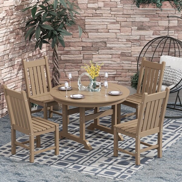 Polytrends Laguna Hdpe All Weather Outdoor Patio Dining Set with Round Table，Armless Chairs (5Piece Set)