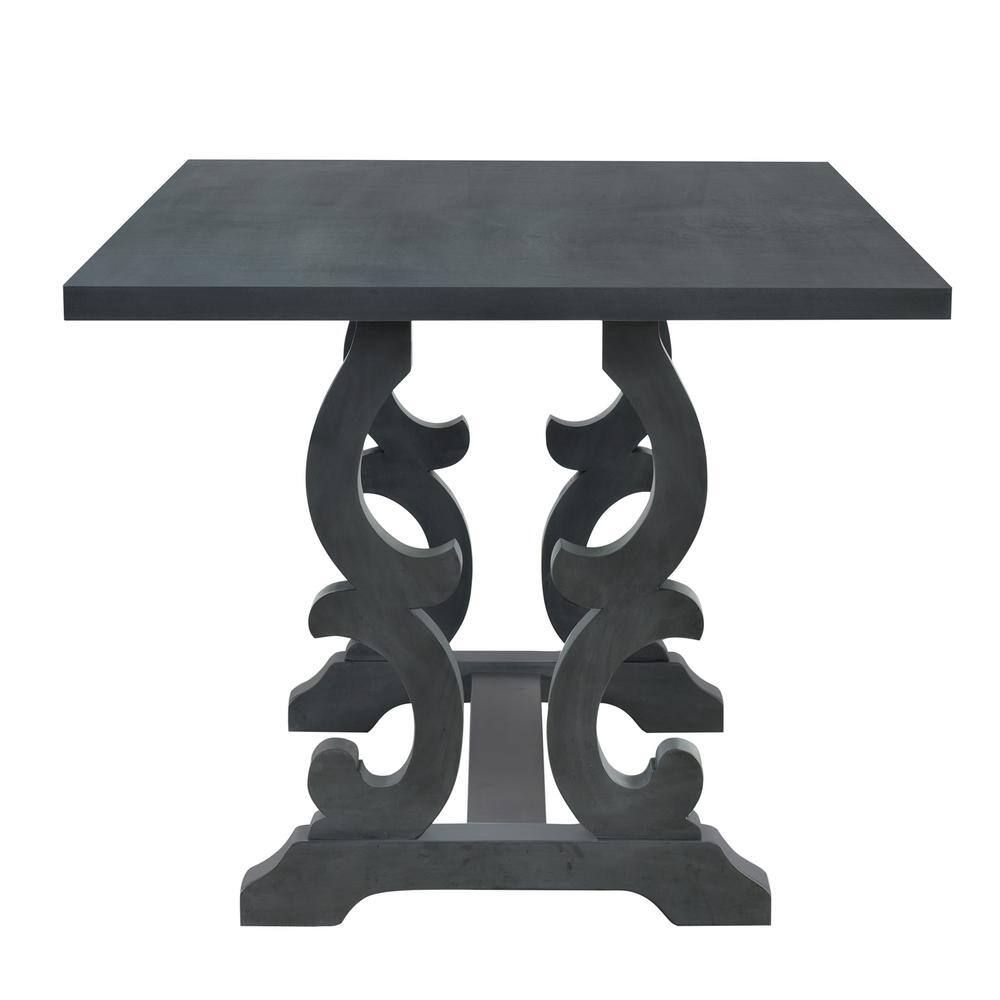 Harper  Bright Designs 6-Piece Antique Gray Retro Rectangular MDF Top Table Set Seats 6 XW052AAE