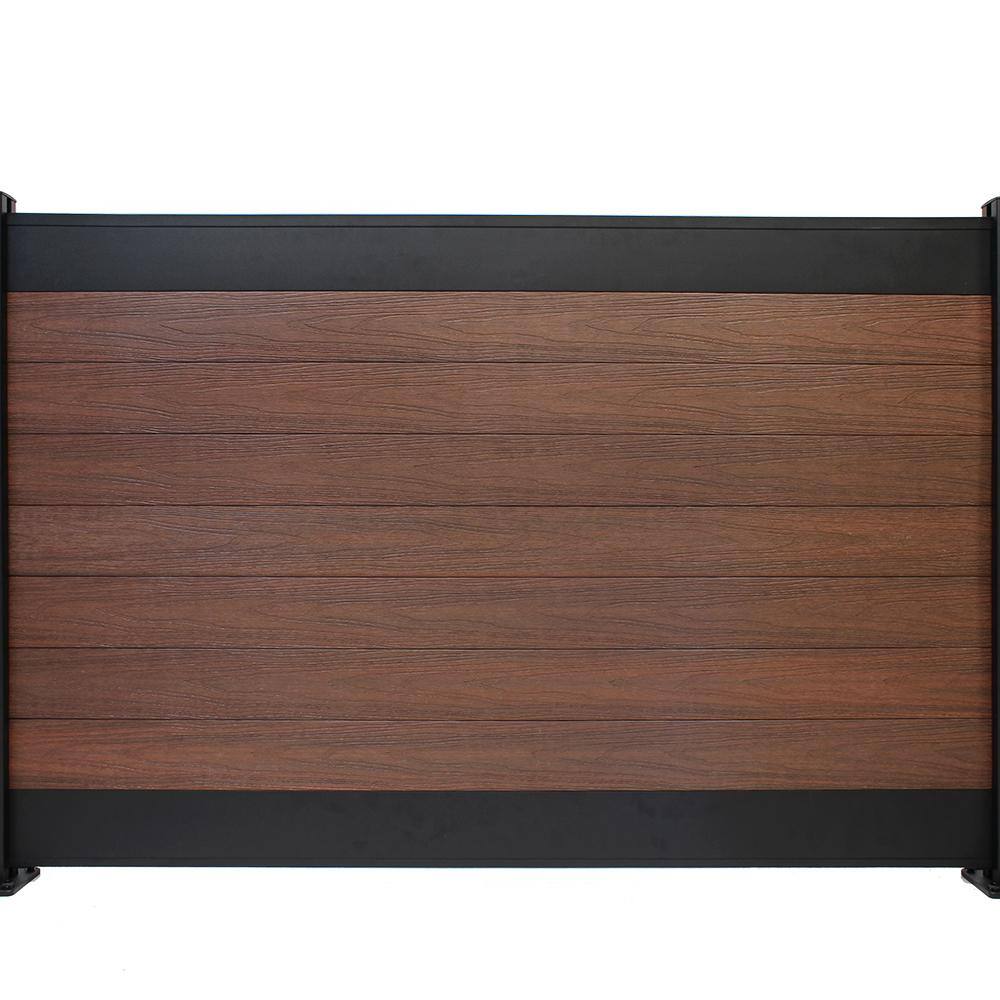 Veranda Euro Style 4 ft. x 6 ft. Black Top Black Rose AluminumComposite Horizontal Fence Panel EF 02102