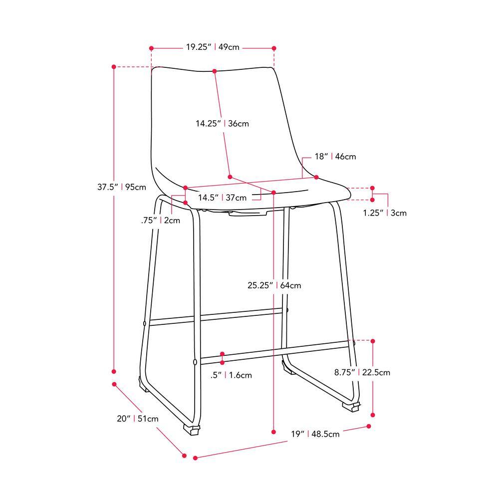 CORLIVING Asahi 25.5 in. Light Grey Wood Bar Stools, (Set of 2) DGY-223-B