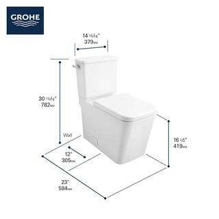 GROHE Eurocube 2-piece 1.28 GPF Single Flush Elongated Toilet with Left Hand Trip Lever in Alpine White Seat Included 39662000