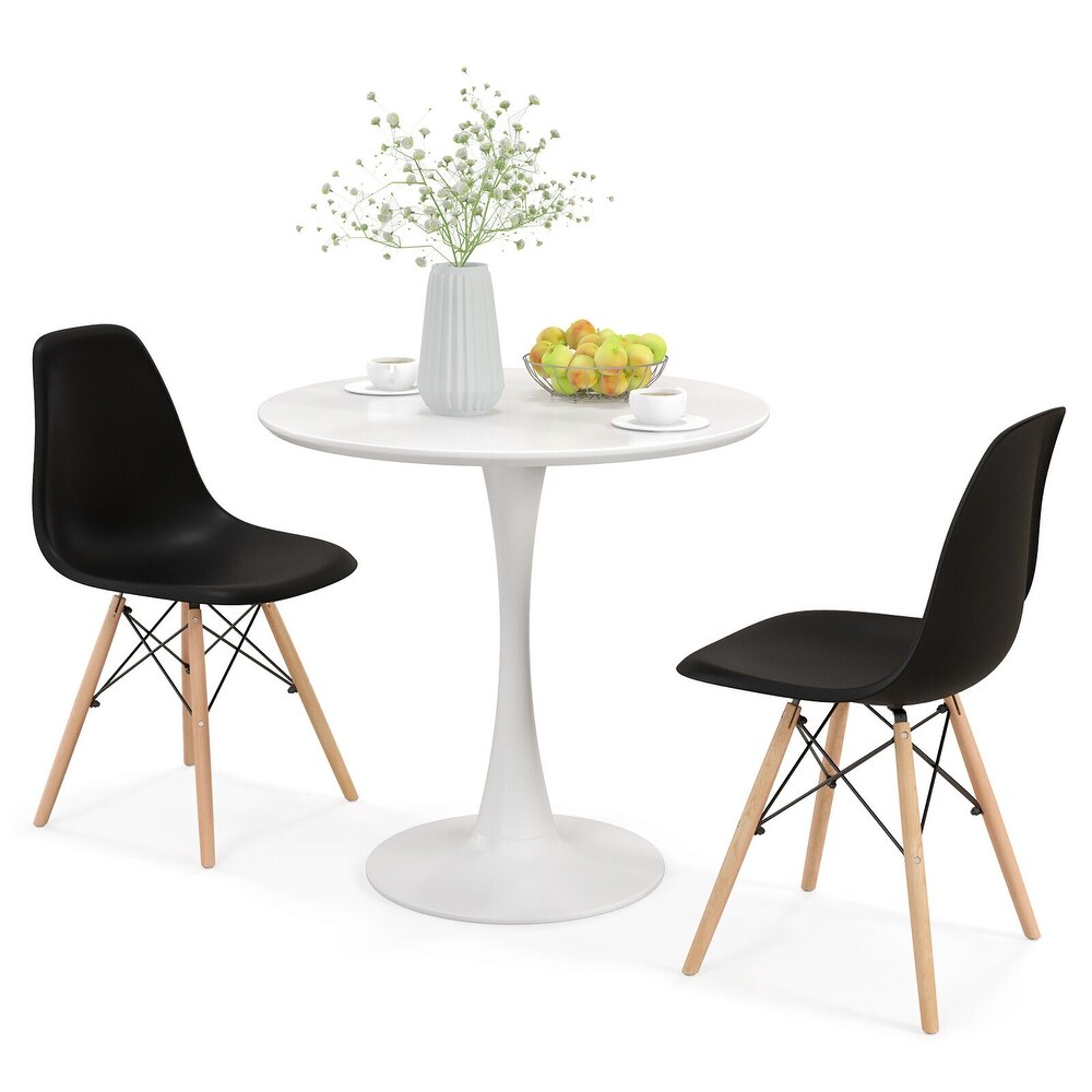 Gymax 3 PCS Dining Set Modern Round Dining Table 2 Chairs for Small