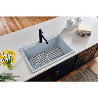 Ruvati epiGranite Silver Gray Granite Composite 30 in. x 20 in. Single Bowl Drop-In Kitchen Sink RVG1030GR