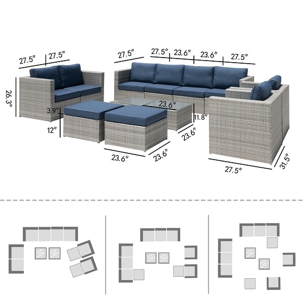 Corvus Trey 12piece Sectional Wicker Patio Sofa Set