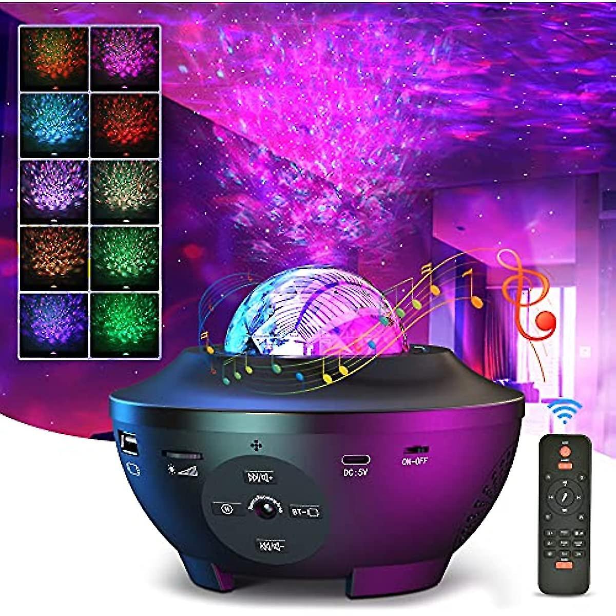 Star Projector Galaxy Light Projector Ocean Wave Led Night Light Lamp With Remote Control Colors Changing Music Bluetooth Speaker Timer For Baby