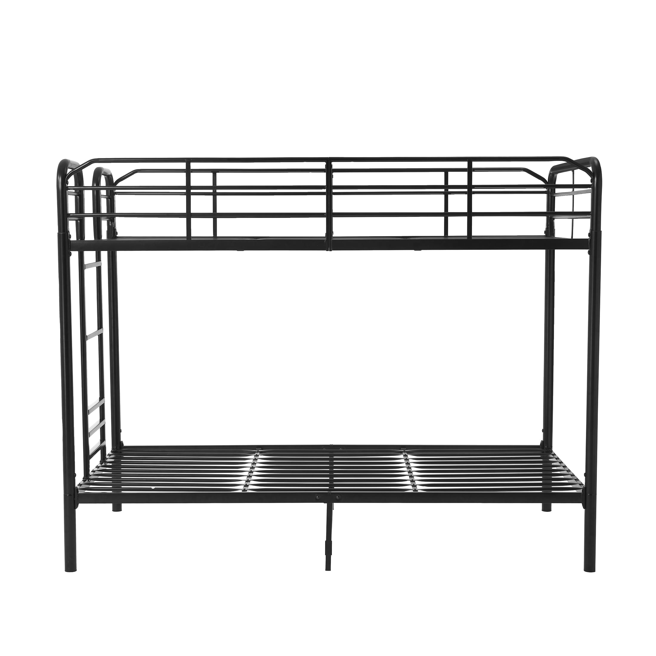 Your Zone Twin Over Twin Metal Bunk Bed with Ladder for Kids Bedroom, Black