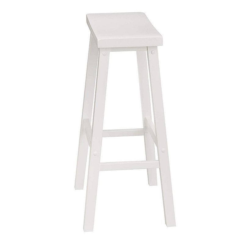 Pj Wood Classic 29 Inch Saddle Seat Kitchen Bar Counter Stool， White (4 Pack)