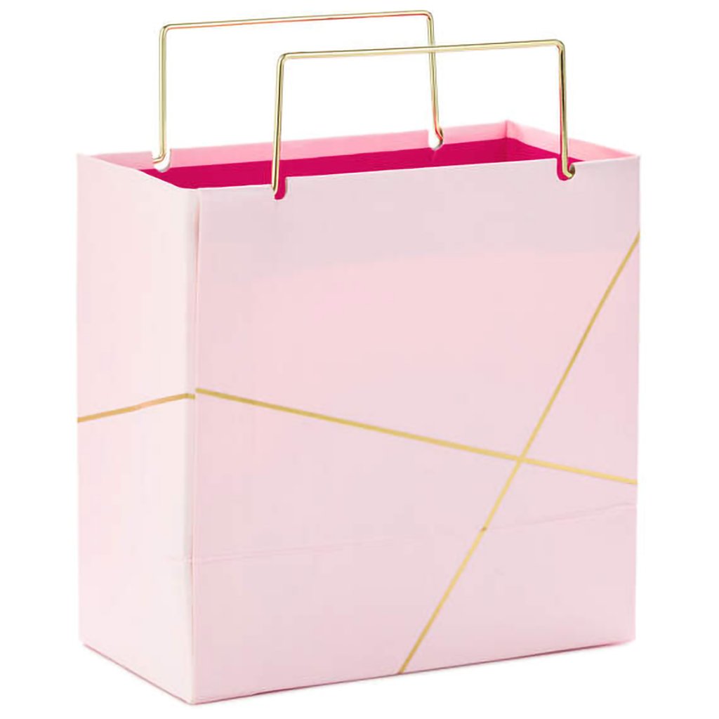 Hallmark  Light Pink With Gold Small Square Gift Bag, 5.5