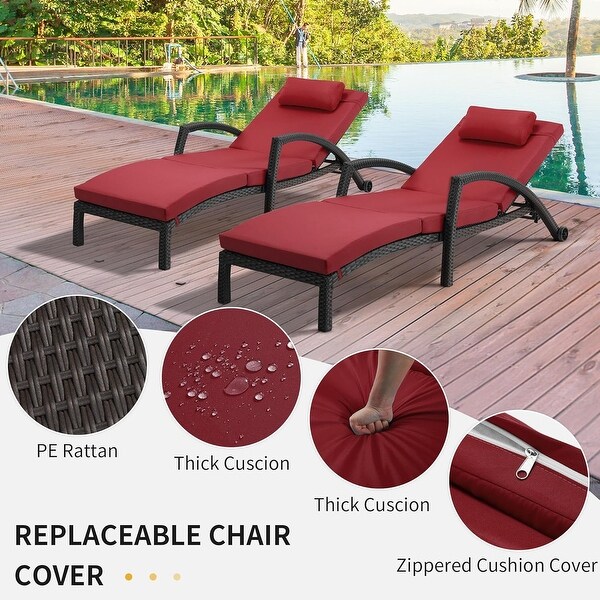 EROMMY Outdoor Patio Lounge Chair，Adjustable Recliner Outdoor Lounge Chairs，Multiple Colors Available