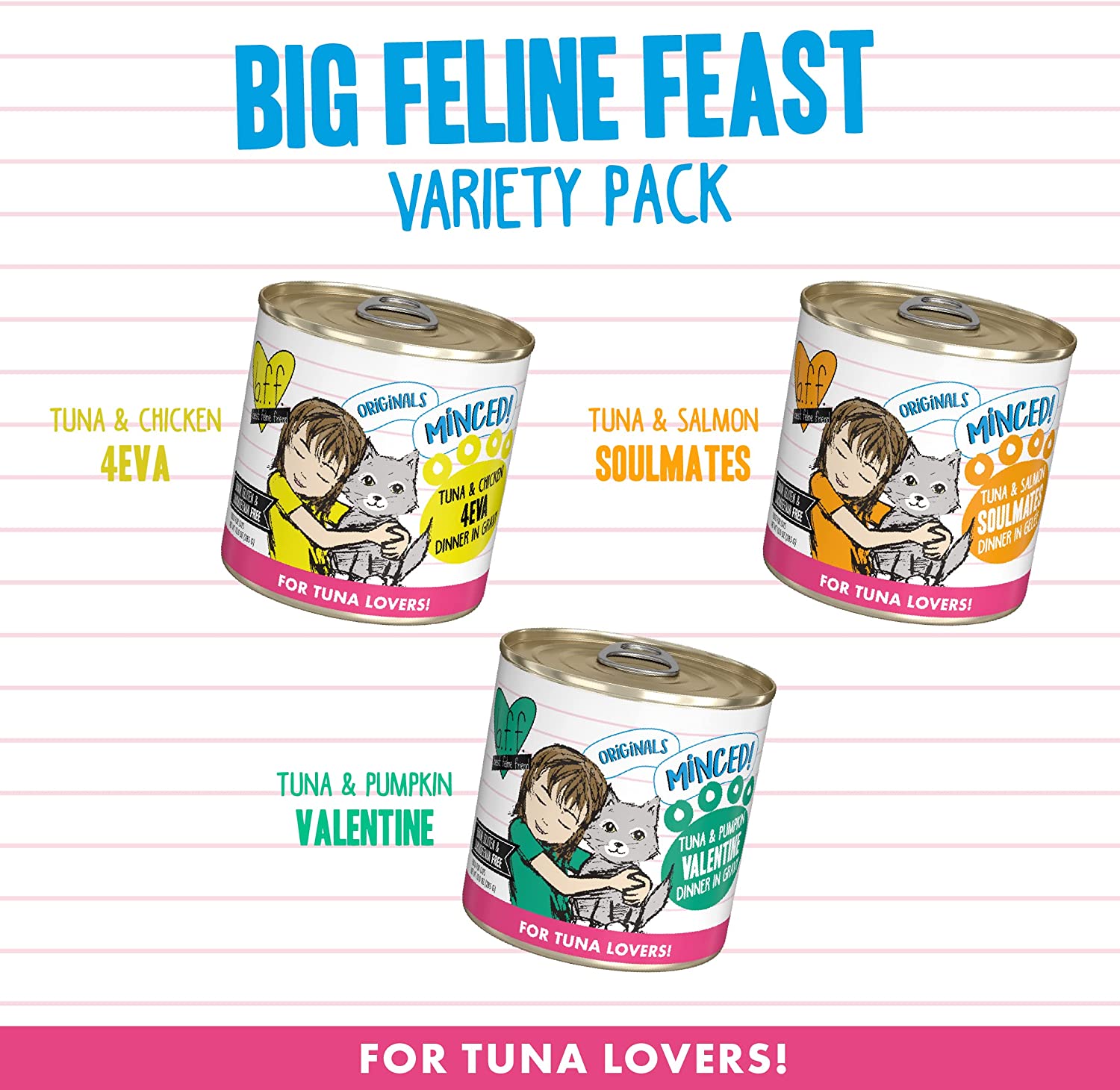 Weruva Wet Cat Food Best Feline Friend (B.F.F.)， Big Feline Feast Variety Pack， 10oz Cans (Pack of 12)， Multi Color