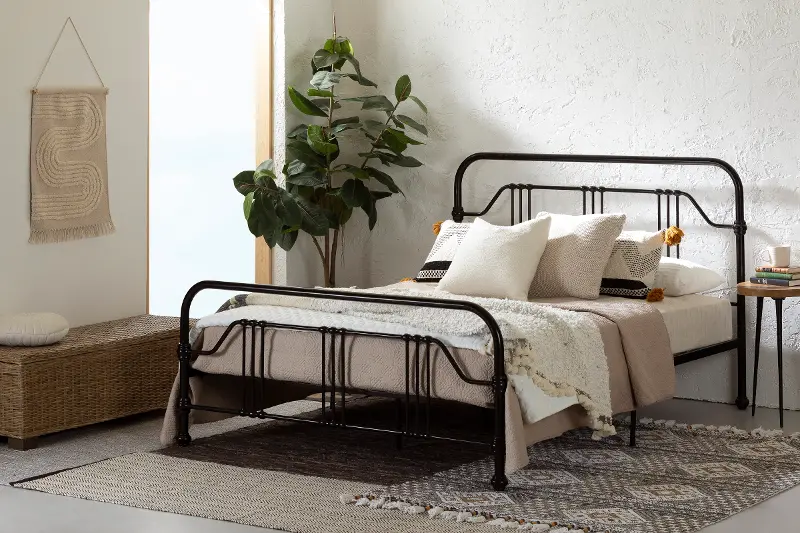 Balka Black Queen Metal Platform Bed - South Shore