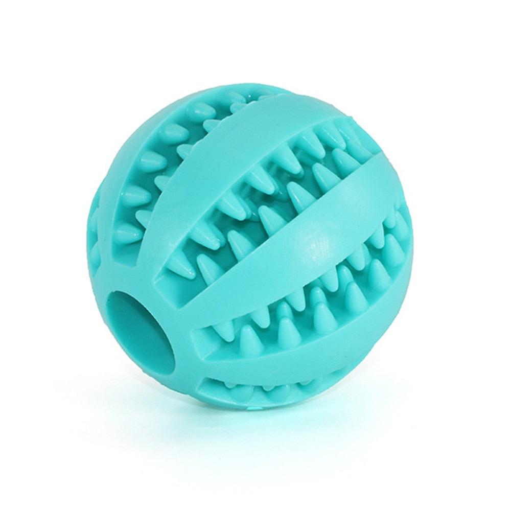 Interactive rubber dog food ball