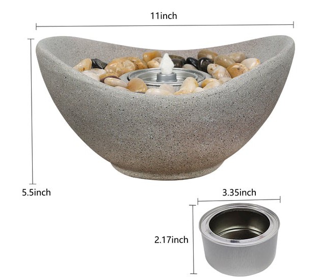 Aoodor Portable Concrete Fire Pit Indoor outdoor Tabletop Fireplace For Balcony Patio Decor