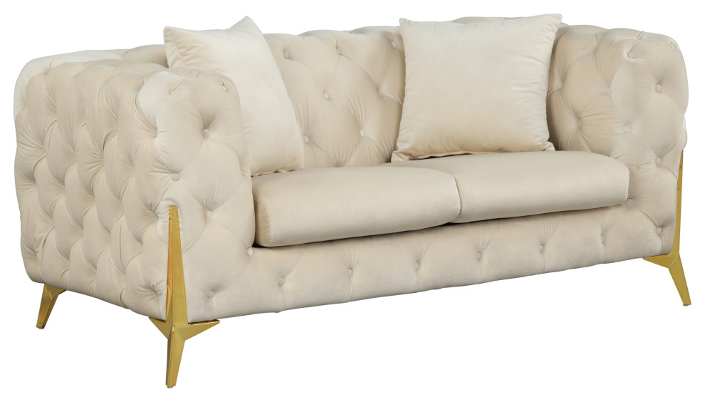 Kingdom Velvet Upholstered   Midcentury   Loveseats   by Meridian Furniture  Houzz