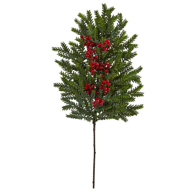 Nearly Natural 34 in Pine And Berries Artificial Plant set Of 3