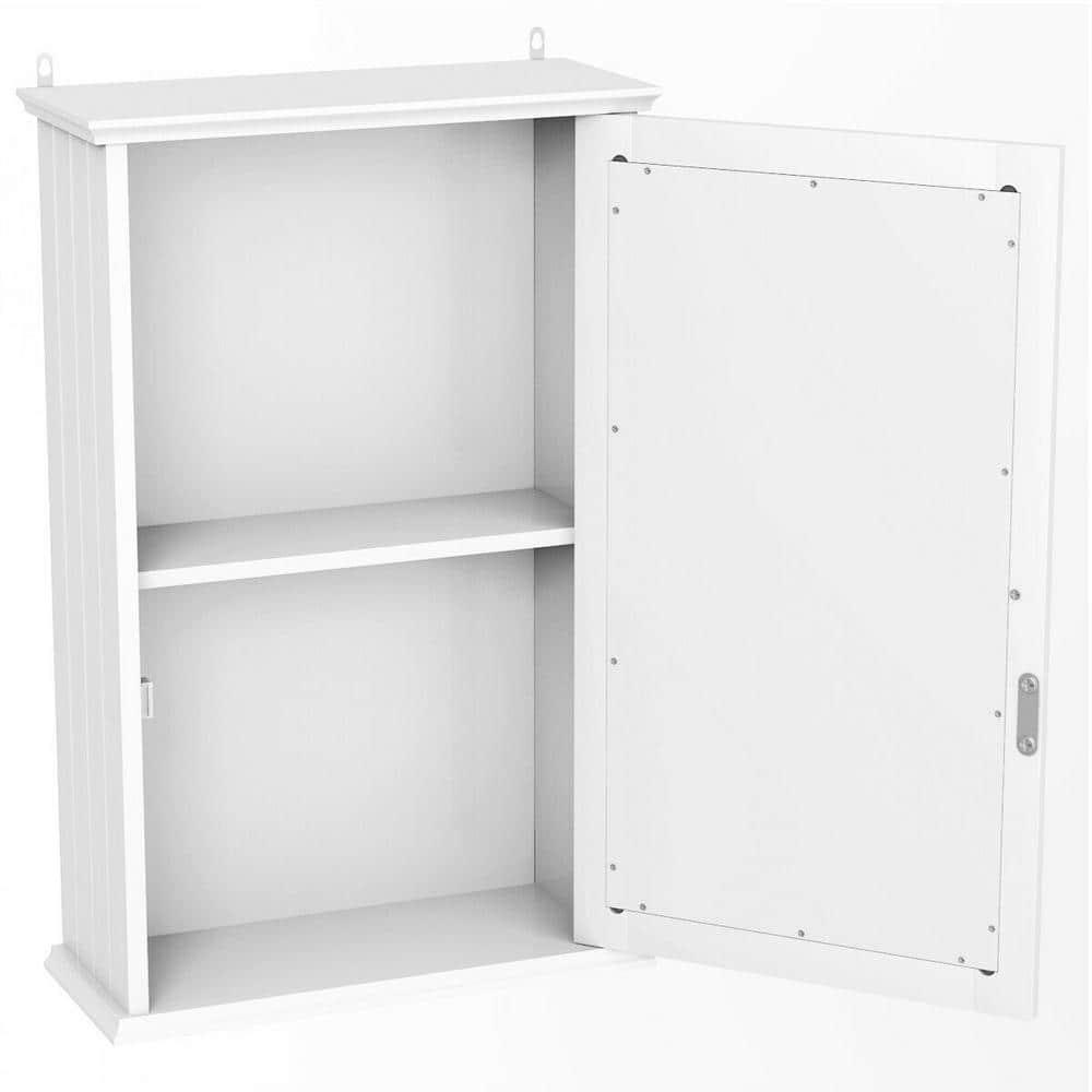 CASAINC 135 in W Surface Wall Mount Bathroom Wall Cabinet with Single Mirror Door in White