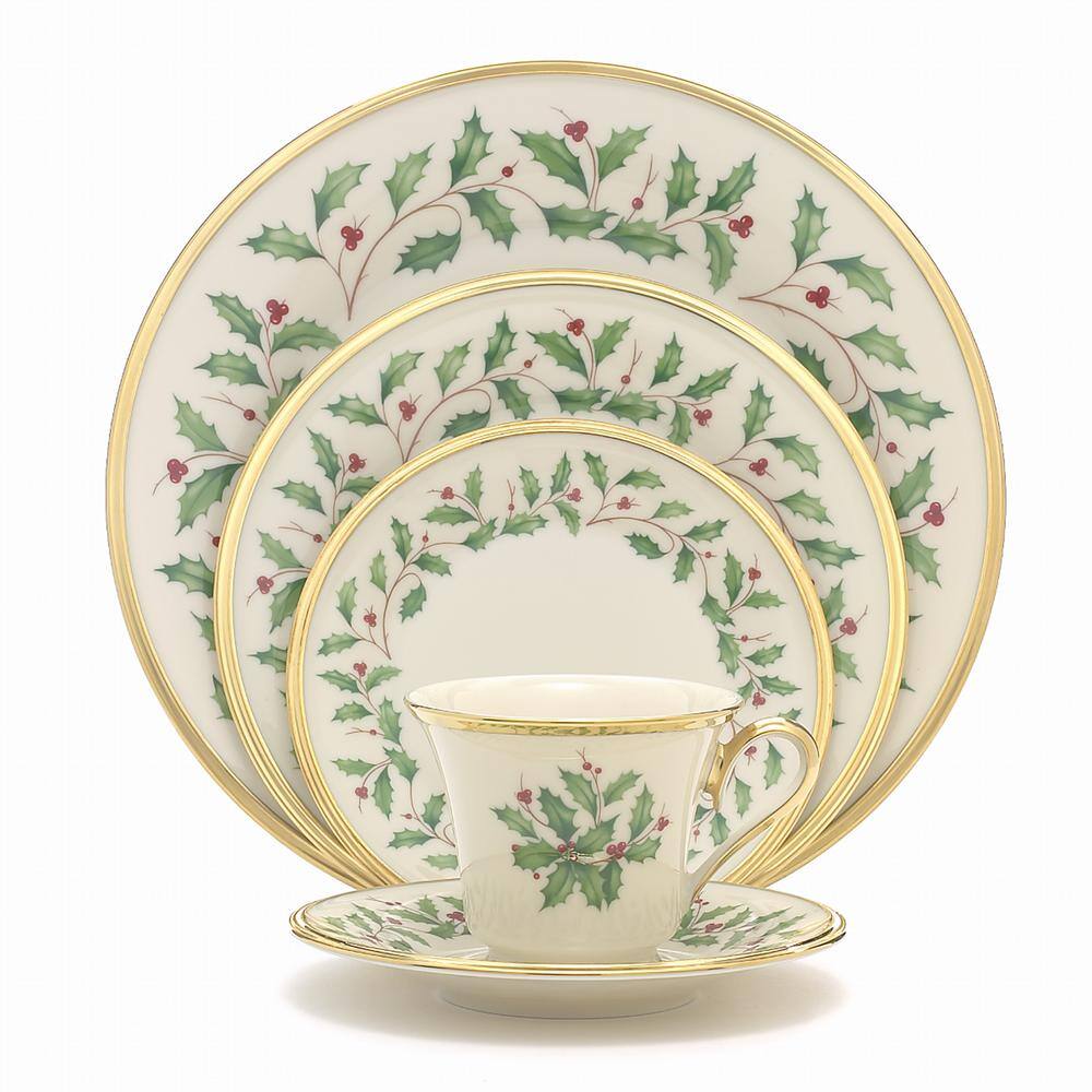 Lenox Holiday 5-Piece Traditional Ivory Bone China Dinnerware Set (Service for 1) 146590600