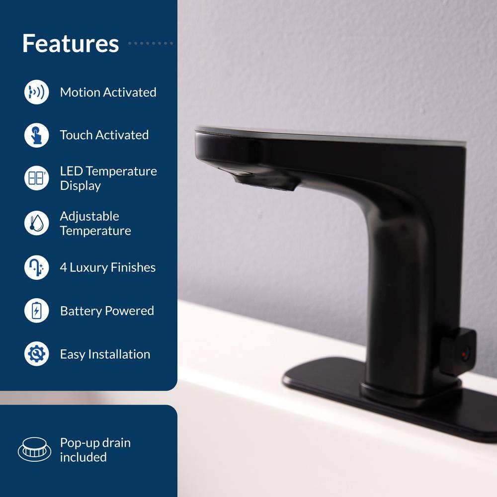 FLOW Grove Touch and Motion Activated Single-Handle Bathroom Faucet in Matte Black GRVB1 MB