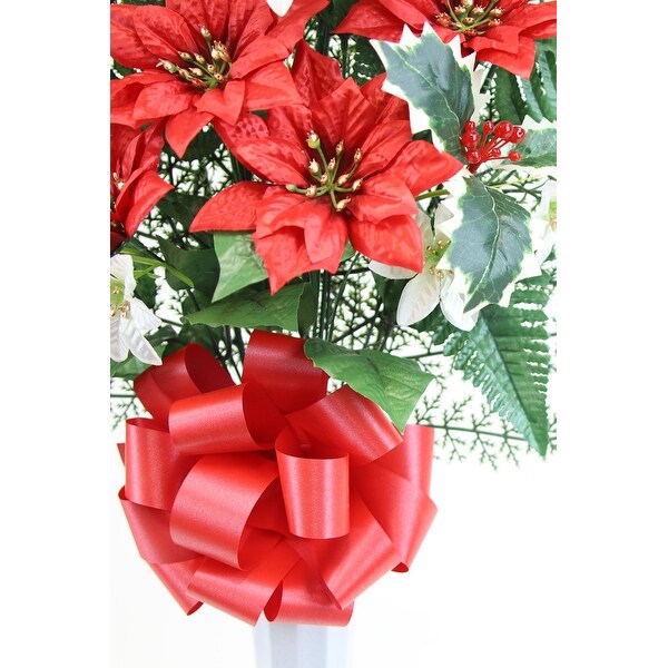 Memorial Christmas Poinsettia Cemetery Vase