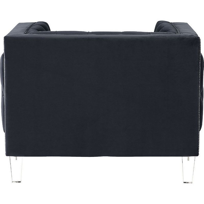 Velvet Upholstered Chair， with Tufted Details and Acrylic Legs， Black