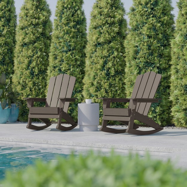 Flash Furniture Newport Hdpe Adirondack Chair With Cup Holder And Pull Out Ottoman All weather Hdpe Indoor outdoor Chair Set Of 2