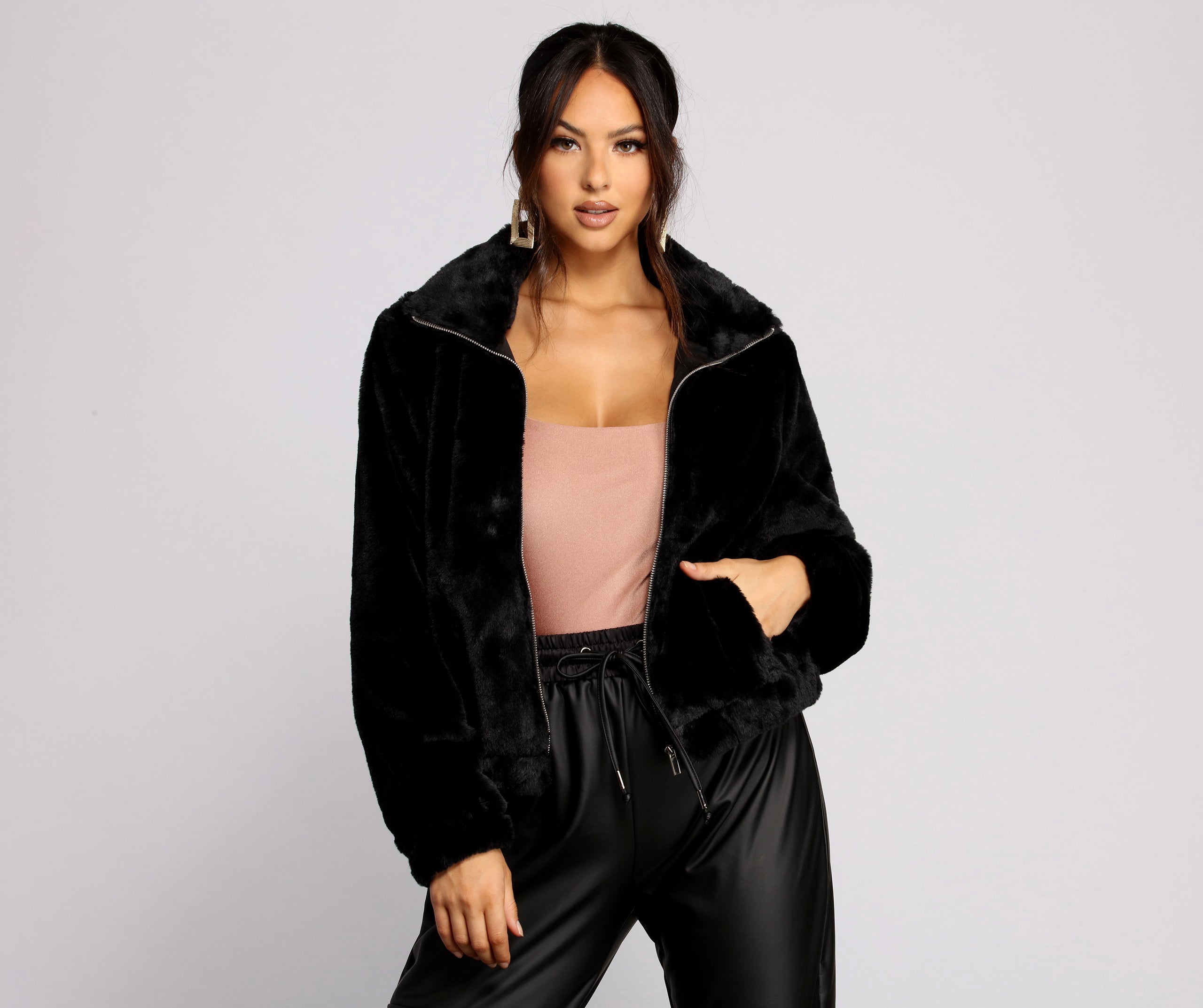 Faux-Ever Chic Bomber Jacket