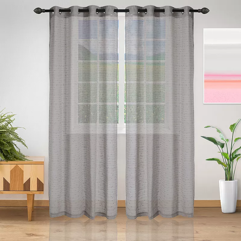 Superior Set of 2 Meteorite Sheer Window Curtain Panels