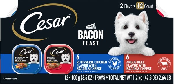 Cesar Bacon Feast Loaf and Topper Multipack Wet Dog Food Trays