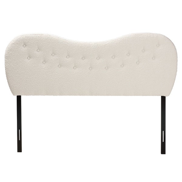 Brantley Modern Cream Boucle Fabric Queen Size Headboard - - 37365528