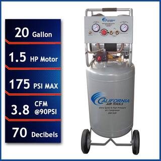 California Air Tools 20 Gal. 1.5 HP Ultra Quiet High Pressure Electric Air Compressor 20015HP