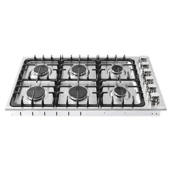 36 in. Gas Cooktop in Stainless Steel with 6 Italian Made Burners - 36 in.