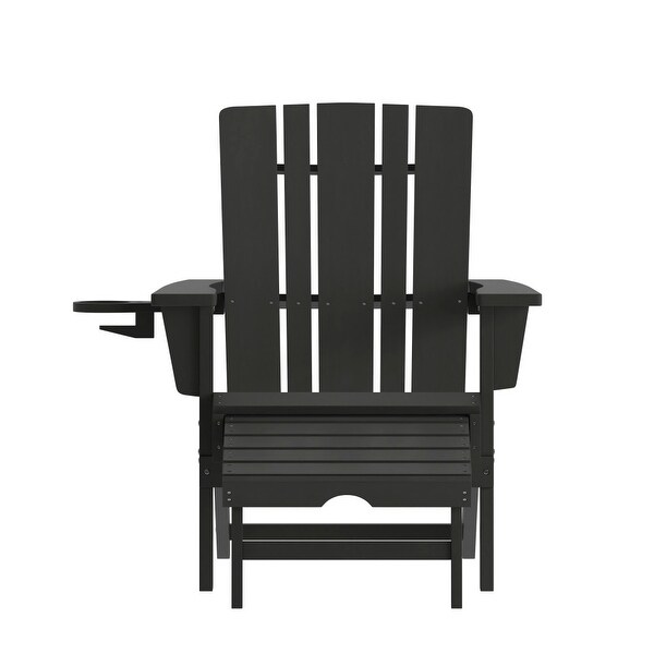 Commercial AllWeather Adirondack Chair with Pullout Ottoman and Cupholder