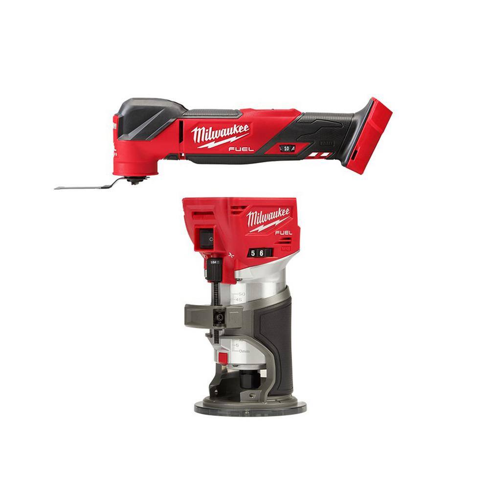 MW M18 FUEL 18V Lithium-Ion Cordless Brushless Oscillating Multi-Tool with FUEL Compact Router (2-Tool) 2836-20-2723-20