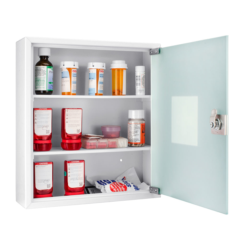 Winbest Large Wall Mount Steel Medical Medicine Storage Cabinet with Glass Door