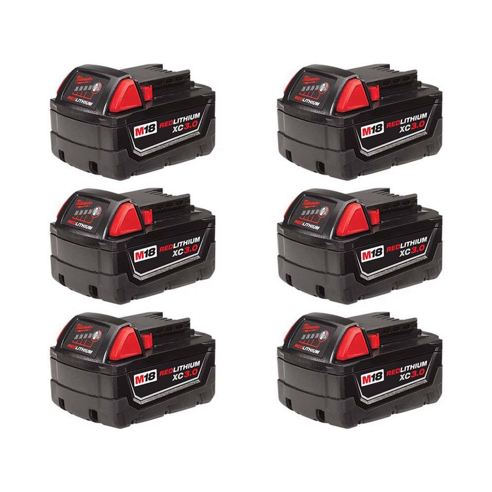 MW M18 18-Volt Lithium-Ion XC Extended Capacity Battery Pack 3.0Ah (6-Pack) 48-11-1822