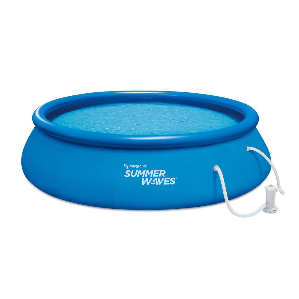 Summer Waves Quick Set 15 ft. Round x 42 in. Deep Inflatable Ring Pool Package with 1000 GPH Filter Pump System P1001542F